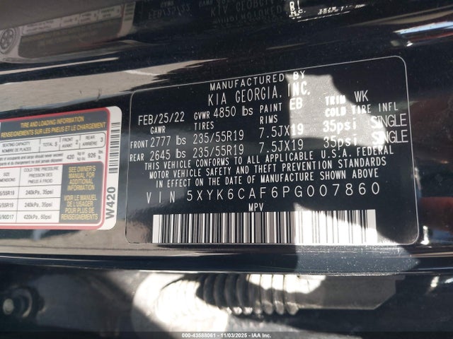 43588061 :رقم المزاد ، 5XYK6CAF6PG007860 vin ، 2023 Kia Sportage X-line مزاد بيع