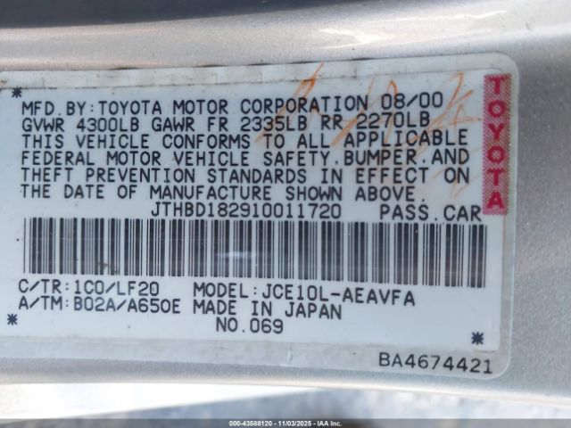 2001 LEXUS IS 300 JTHBD182910011720 Photo 8