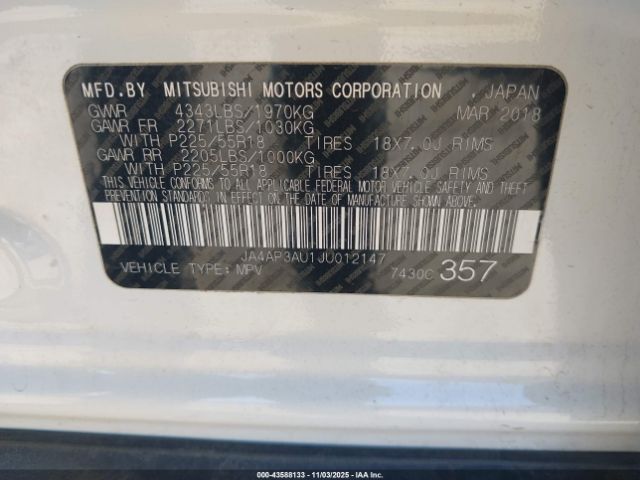 2018 MITSUBISHI OUTLANDER SPORT JA4AP3AU1JU012147 Photo 8