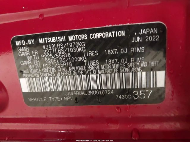 2022 MITSUBISHI OUTLANDER SPORT JA4ARUAU3NU016724 Photo 8