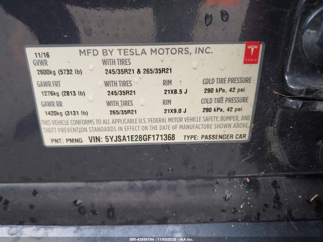 2016 TESLA MODEL S 5YJSA1E28GF171368 Photo 8