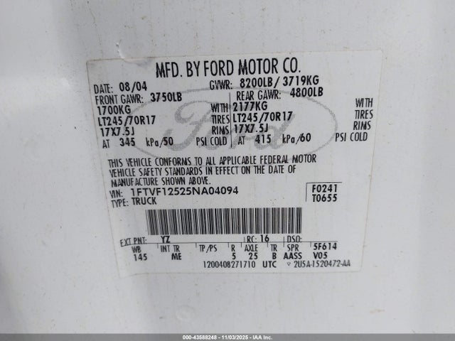 2005 FORD F-150 1FTVF12525NA04094 Photo 8