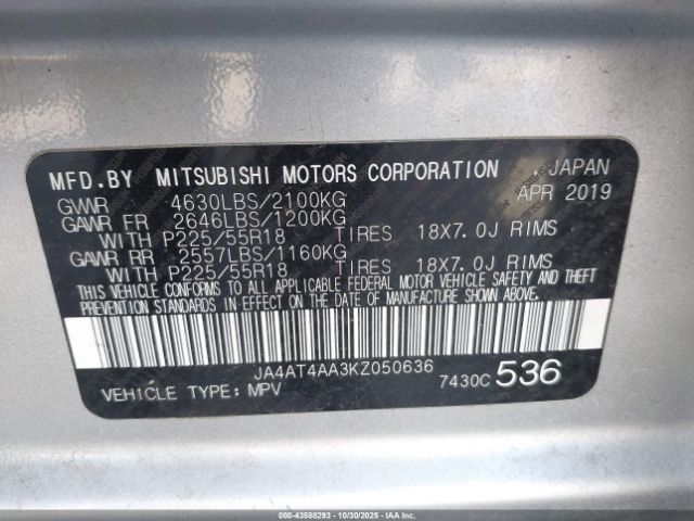 2019 MITSUBISHI ECLIPSE CROSS JA4AT4AA3KZ050636 Photo 8