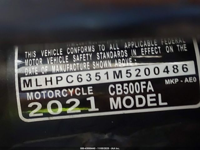 2021 HONDA CB500 MLHPC6351M5200486 Photo 9