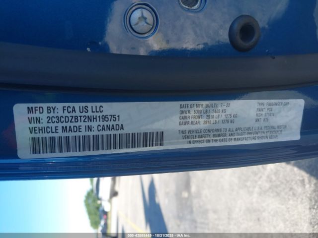 2022 DODGE CHALLENGER 2C3CDZBT2NH195751 Photo 8