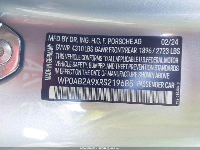 2024 PORSCHE 911 WP0AB2A9XRS219685 Photo 8