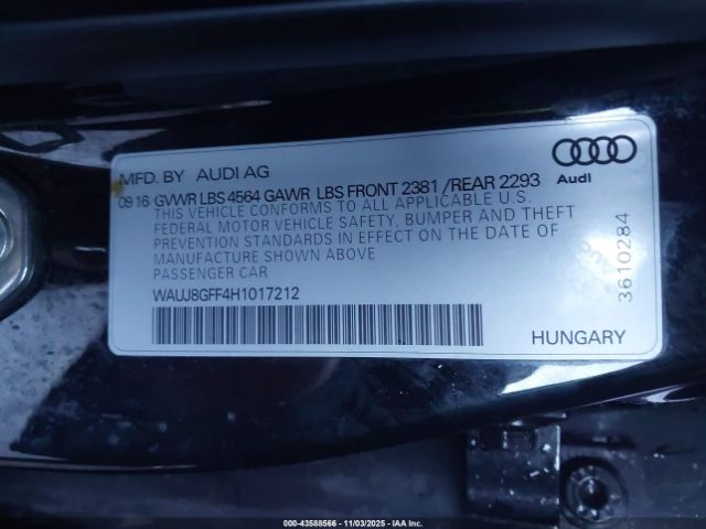 2017 AUDI A3 WAUJ8GFF4H1017212 Photo 8