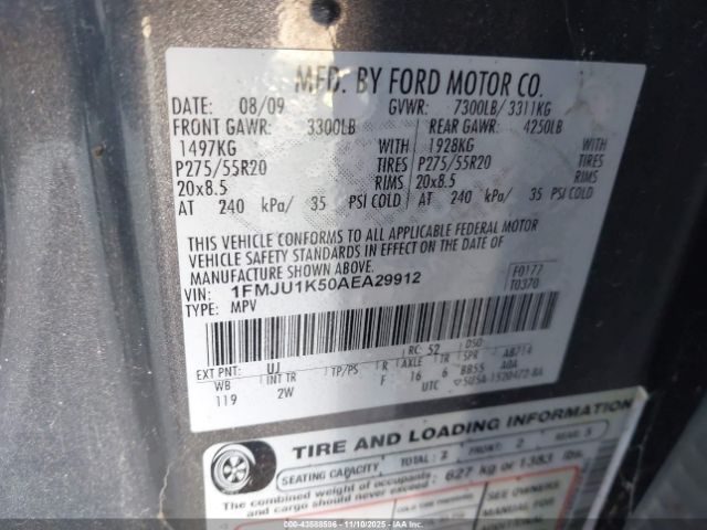 2010 FORD EXPEDITION 1FMJU1K50AEA29912 Photo 8