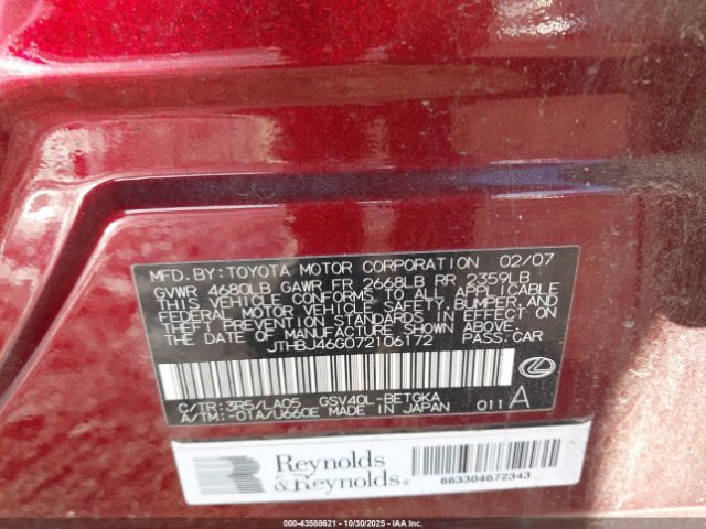 2007 LEXUS ES 350 JTHBJ46G072106172 Photo 8