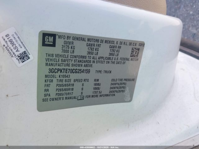 2012 CHEVROLET SILVERADO 1500 3GCPKTE70CG254159 Photo 8