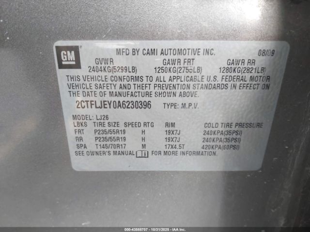 2010 GMC TERRAIN 2CTFLJEY0A6230396 Photo 8