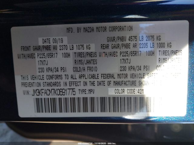 2019 MAZDA CX-5 JM3KFACM7K0691775 Photo 8