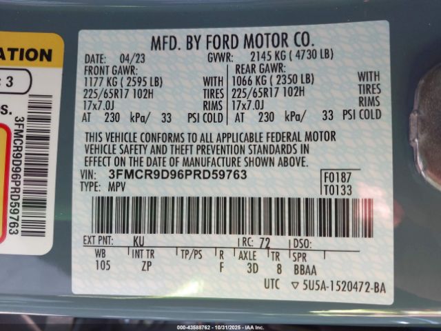 2023 FORD BRONCO SPORT 3FMCR9D96PRD59763 Photo 8
