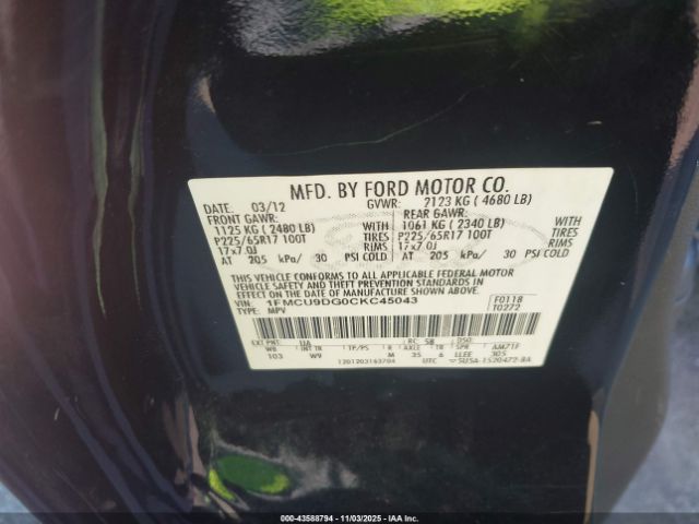 2012 FORD ESCAPE 1FMCU9DG0CKC45043 Photo 8