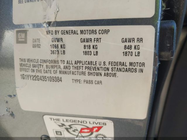 2003 CHEVROLET CORVETTE 1G1YY22G435109384 Photo 8