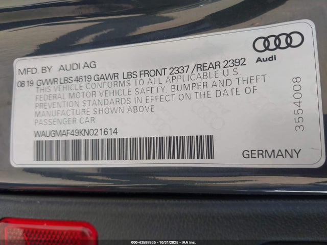2019 AUDI A4 WAUGMAF49KN021614 Photo 8