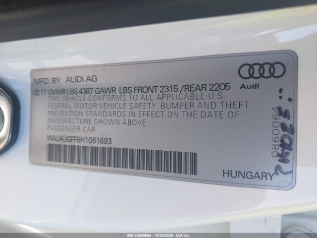 2017 AUDI A3 WAUAUGFF8H1061693 Photo 8