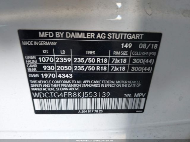 2019 MERCEDES-BENZ GLA 250 WDCTG4EB8KJ553139 Photo 8