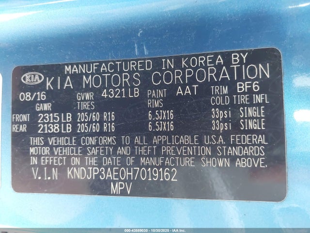 KIA SOUL EV 2017 KNDJP3AE0H7019162 Image 9