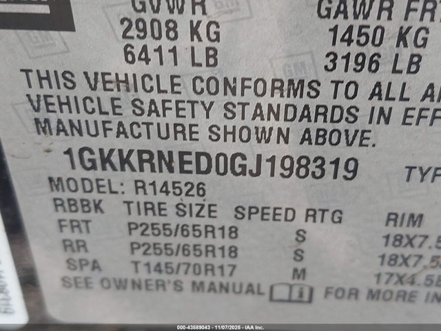 Продаж на аукціоні авто 2016 Gmc Acadia Sle-1, vin: 1GKKRNED0GJ198319, номер лоту: 43589043