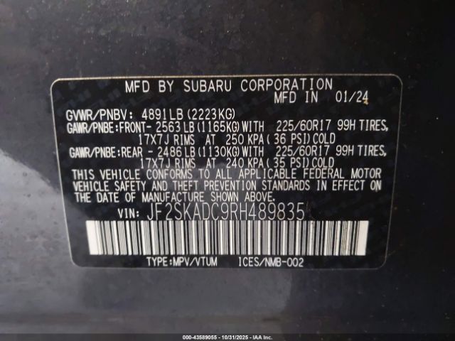 2024 SUBARU FORESTER JF2SKADC9RH489835 Photo 8