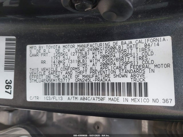 Toyota Tacoma Base V6 2014 3TMLU4EN5EM153717 Image 9