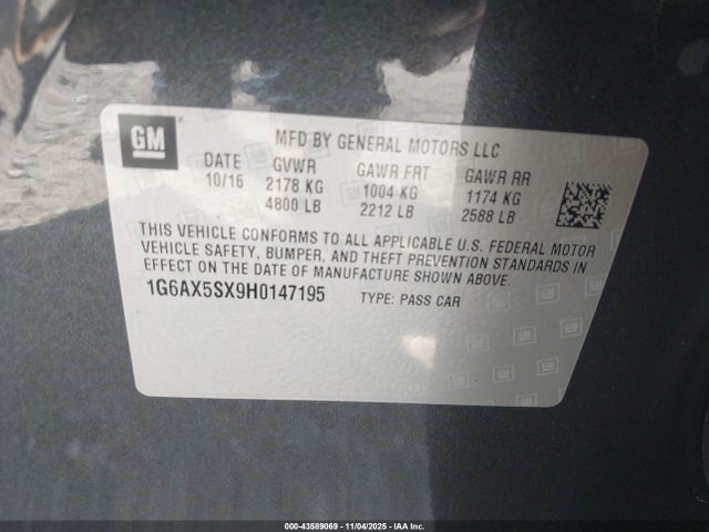 2017 CADILLAC CTS 1G6AX5SX9H0147195 Photo 8