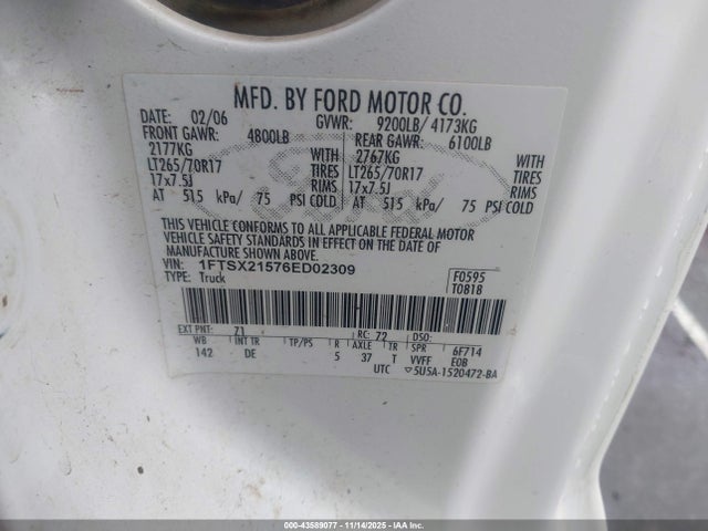 2006 FORD F-250 1FTSX21576ED02309 Photo 8
