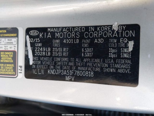 2015 KIA SOUL KNDJP3A51F7800818 Photo 8
