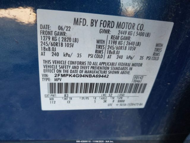 2022 FORD EDGE 2FMPK4G94NBA69442 Photo 8
