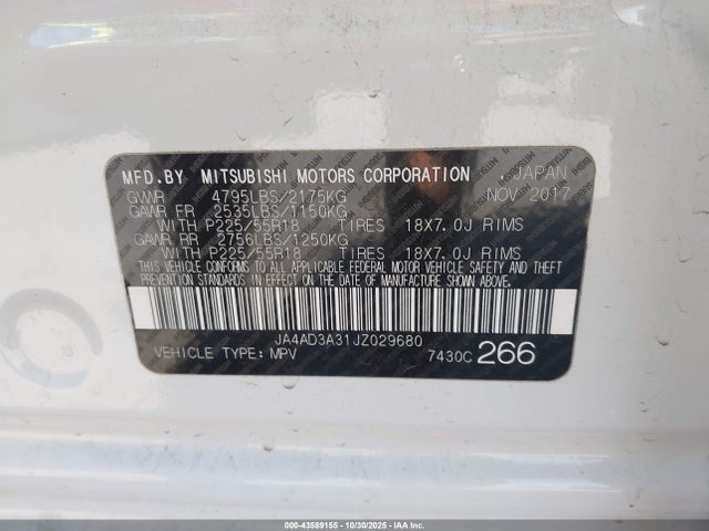 2018 MITSUBISHI OUTLANDER JA4AD3A31JZ029680 Photo 8