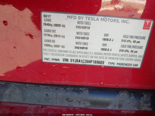 2017 TESLA MODEL S 5YJSA1E26HF189689 Photo 8