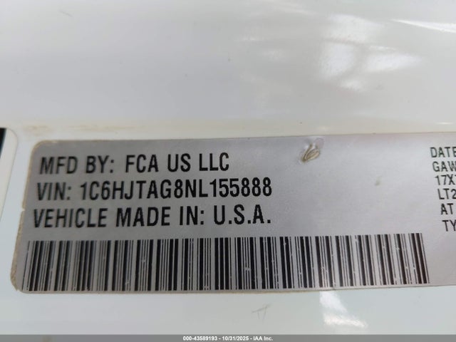 1C6HJTAG8NL155888 Jeep Gladiator