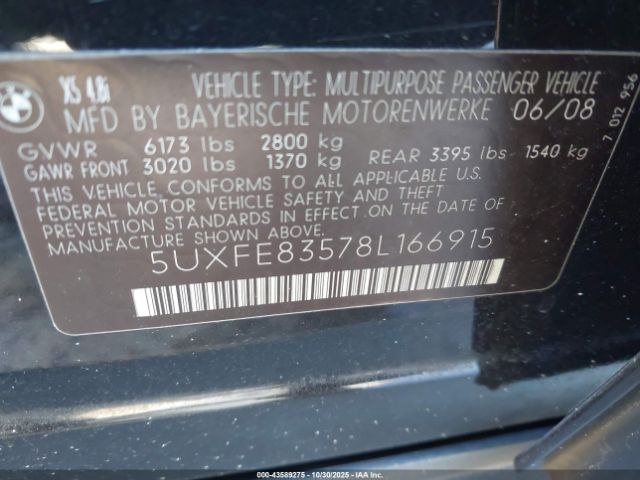 2008 BMW X5 5UXFE83578L166915 Photo 8