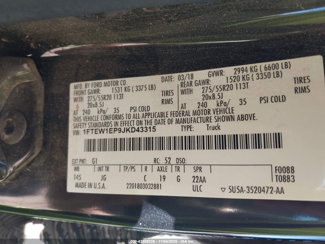 Ford F-150 Xl 2018 1FTEW1EP9JKD43315 Image 9