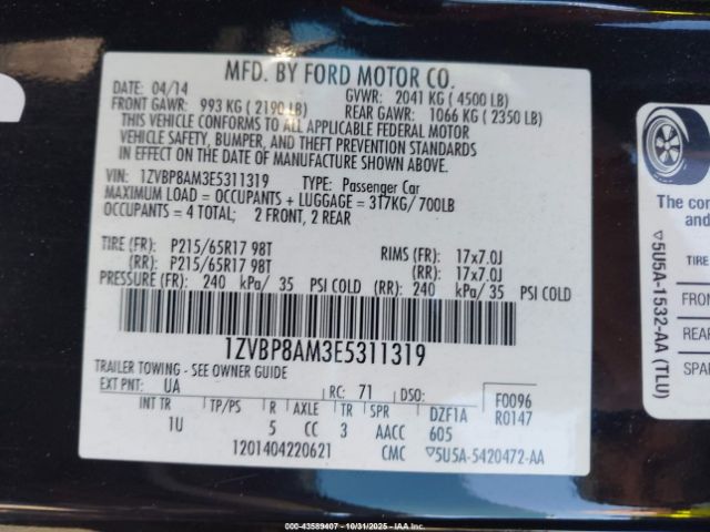 2014 FORD MUSTANG 1ZVBP8AM3E5311319 Photo 8
