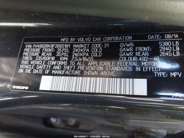 2015 VOLVO XC60 YV4902RK8F2665181 Photo 8