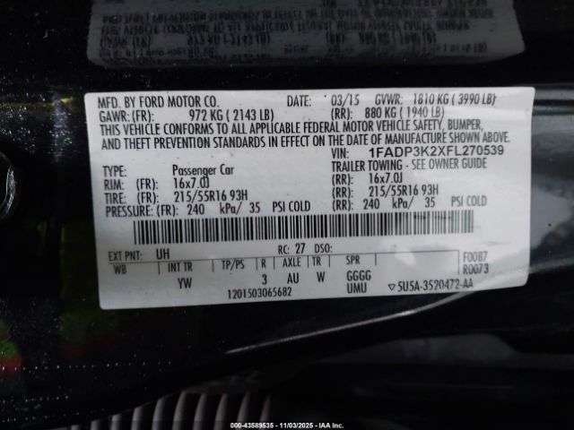 2015 FORD FOCUS 1FADP3K2XFL270539 Photo 8