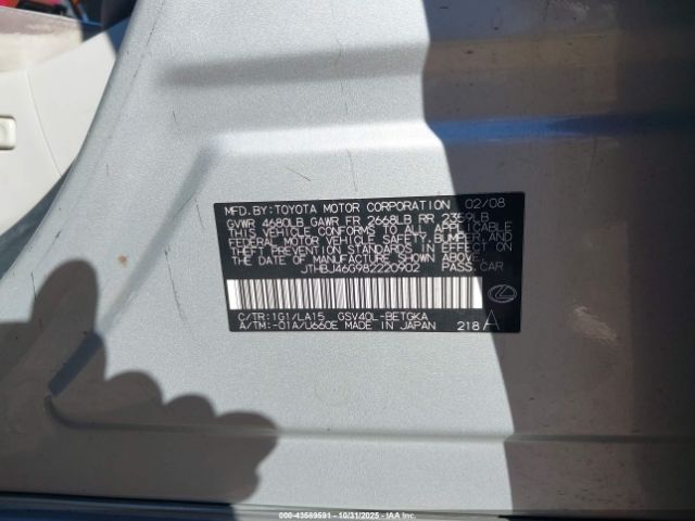 2008 LEXUS ES 350 JTHBJ46G982220902 Photo 8