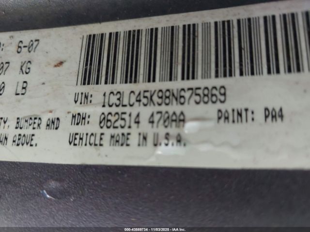 2008 CHRYSLER SEBRING 1C3LC45K98N675869 Photo 8