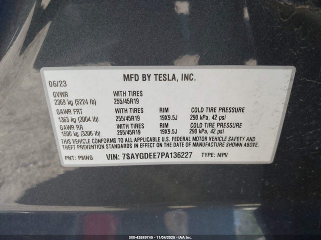 2023 TESLA MODEL Y 7SAYGDEE7PA136227 Photo 8