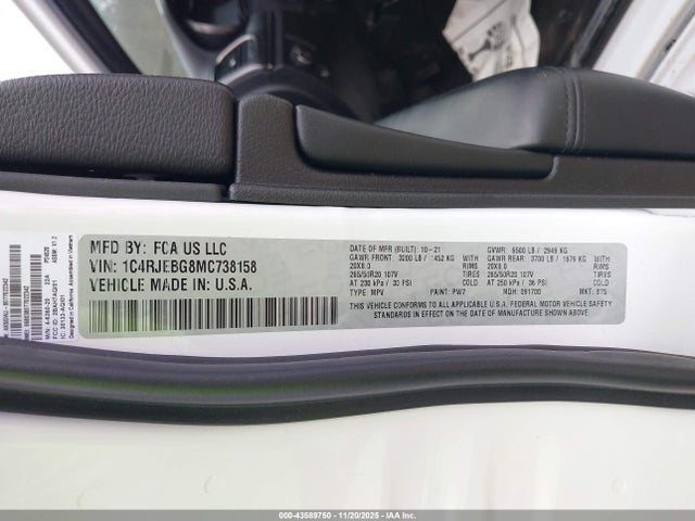 2021 JEEP GRAND CHEROKEE 1C4RJEBG8MC738158 Photo 8