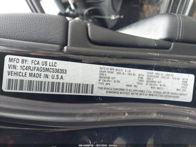 2021 JEEP GRAND CHEROKEE 1C4RJFAG5MC536353 Photo 8