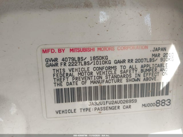 2010 MITSUBISHI LANCER JA32U1FU2AU026959 Photo 8