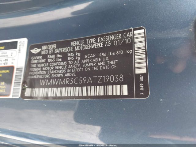 2010 MINI COOPER WMWMR3C59ATZ19038 Photo 8