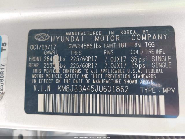 2018 HYUNDAI TUCSON KM8J33A45JU601862 Photo 8