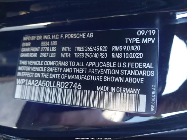 2020 PORSCHE MACAN WP1AA2A50LLB02746 Photo 8