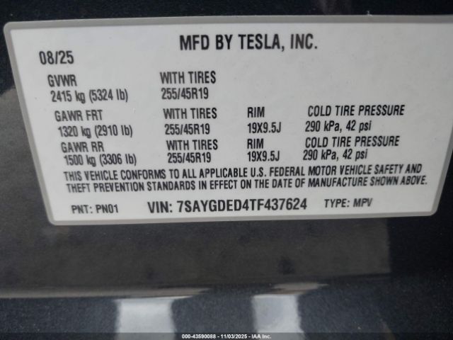 2026 TESLA MODEL Y 7SAYGDED4TF437624 Photo 8