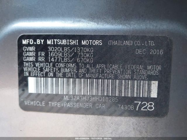 2017 MITSUBISHI MIRAGE ML32A3HJ3HH018285 Photo 8