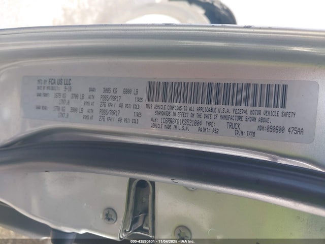 Продаж на аукціоні авто 2019 Ram 1500 Classic Express  4x2 5'7 Box, vin: 1C6RR6KG1KS521804, номер лоту: 43590401